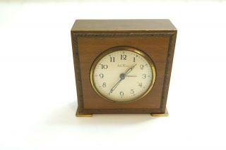 Vintage Mid Century Seth Thomas Brass And Wood Windup Alarm Clock Germany As - Is