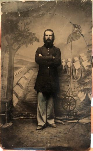 Quarter 1/4 Plate Tintype Of Civil War Soldier
