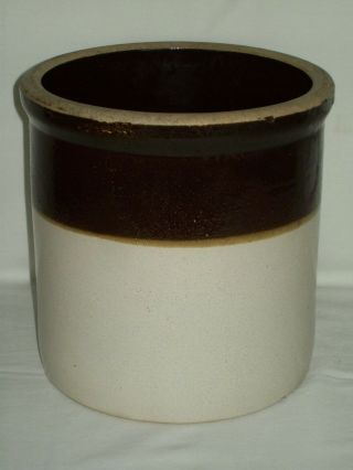 Primitive 1 Gallon Two Tone Stoneware Pottery Crock Vintage