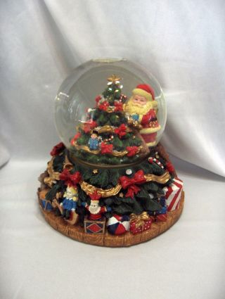 Vintage Large Heavy We Wish You A Merry Christmas Music Box Snow Globe