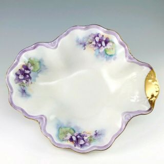 O&eg Royal Austria Porcelain Bowl Violets Gold Hand Painted Buchanan Gutherez