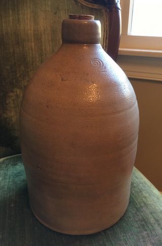 Antique Salt Glazed Stoneware Jug 2 G -,  Old Cork