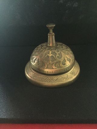 Vintage Cast Brass Ornate Hotel Desk Service Bell