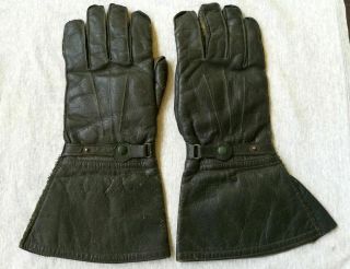 Vintage Wwii Germany Air Force Luftwaffe Pilot Aviator Leather Gloves Gauntlets