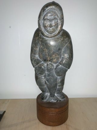 Inuit Soapstone Eskimo Folk Art Carving Sculpture Figure Vintage Hand Carved