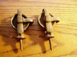 Vintage Small Pair Cast Iron Barn Wheel 1 1/2 Inch Pulley Ceiling Screw In