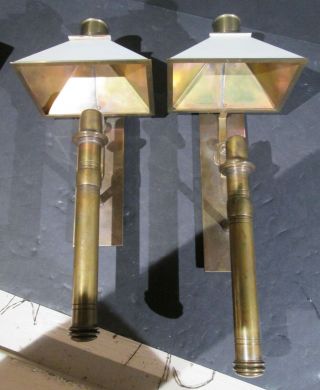 Vintage Solid Brass Mission Style Candle Light Wall Sconces - Heavy