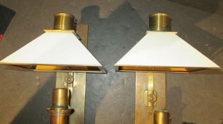 VINTAGE SOLID BRASS MISSION STYLE CANDLE LIGHT WALL SCONCES - HEAVY 2