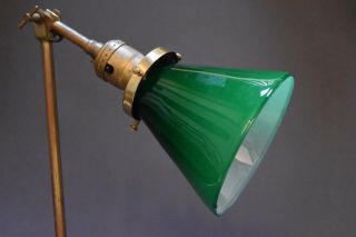 Antique Faries Style Articulating Desk Lamp w/ Emerald Shade Vintage Industrial 2