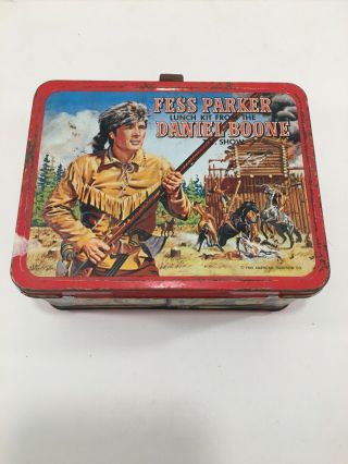 1965 Fess Parker Daniel Boone Tv Show Lunchbox Metal Kit Lunch Box Western Vtg