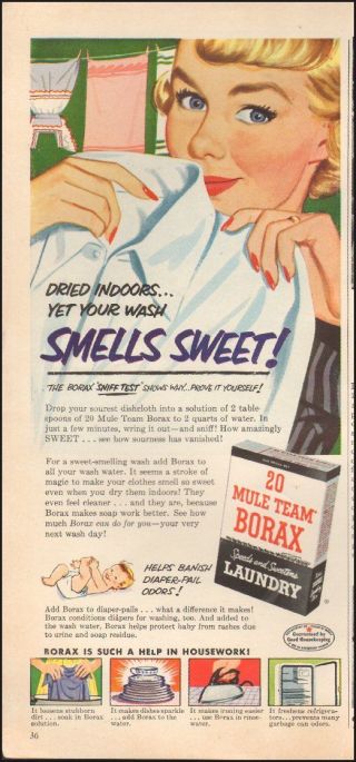 1951 Vintage Movie Ad For Borax Laundry Detergent Art Pretty Model (090518)