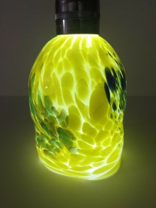 Vtg Murano Bavai Yellow Glass Shade Pendant Hanging Lamp Light Glass Only,  7 " T