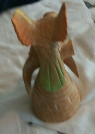 Vintage Hand Carved Wooden Humming Bird on a Branch w Lg.  Flower 3