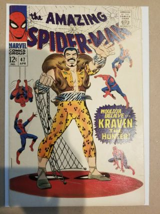 Spider - Man 47 Marvel Silver Age Vintage Comic Book Kraven The Hunter