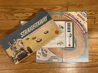 Vtg 1961 " Straightaway - An Exciting Auto Racing Game " Selchow & Righter Complete