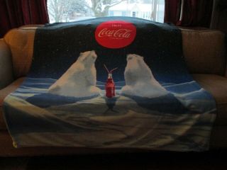 Coca - Cola Polar Bear Fleece Blanket 48 X 60