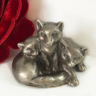 Vtg Jennings Brothers 3 Fox Foxes Cubs Pewter Metal Sculpture Figurine Jb 1432