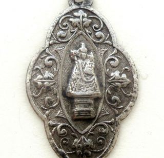 Gorgeous Art Nouveau Antique Silver Medal Pendant To Our Lady Of Luxembourg
