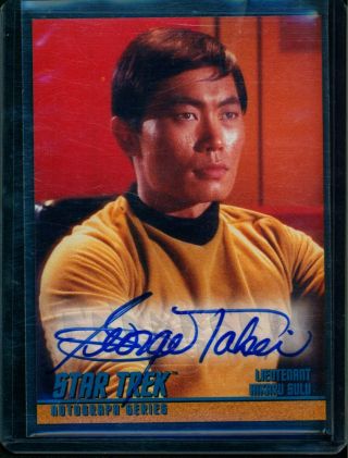 Star Trek Tos - Autograph Card A4 George Takei As Sulu