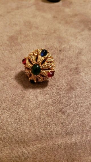 Authentic Vintage CINER Moghul India ring Signed Emerald,  Ruby,  Sapphire Diamond 2