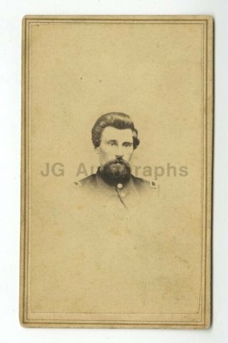 Civil War Captain " Capt.  Johnson " - Cdv Photo - J.  J.  Hull Photograph,  Owego Ny
