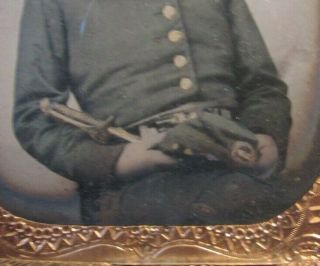 RARE Confederate Soldier Civil War Ambrotype Photo Uniform Sword Kepi Hat Sixth 3
