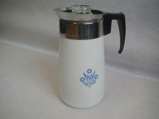 Vintage Corning Ware 9 - Cup Coffee Pot Blue Cornflower Stove Top