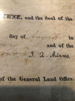 John Quincy Adams Signed Land Grant Jsa