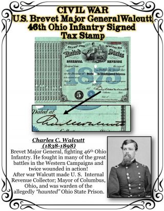 Civil War U.  S.  Major General Walcutt 46th Ohio Inf. ,  2x Wia Signed Document