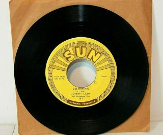 JOHNNY CASH - I Walk the Line / Get Rhythm 45 - Sun 241 -,  VG, 2