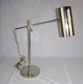Vtg Mid Century Modern Large Chrome Lucite Cylinder Desk Lamp Articulating Arm