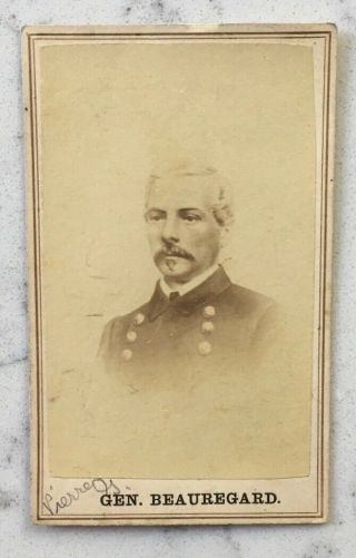Antique Civil War Cdv Photograph Confederate General Pgt Beauregard Csa