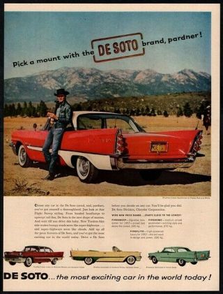 1957 Desoto Fireflite 2 Door Sportsman - Car - Cowboy - Vintage Ad