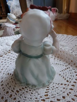 Vintage 2 Porcelain Bisque Seated Twin Boy Girl Piano Baby Figurines Lefton 3
