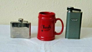 3 Items A Tankard & Two Hip Flasks