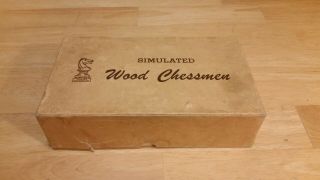 Vintage Drueke 35 Simulated Wood Chessmen Set With Box 3 & 3/4 " King