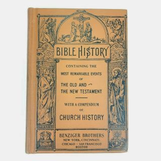 Vintage 1936 Catholic School Bible History Benziger Brothers Remarkable Events