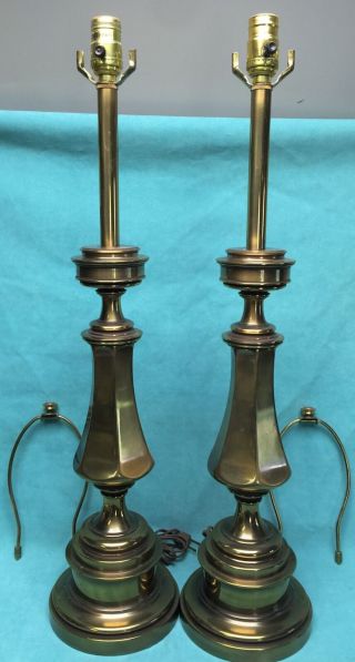 Vintage Mid Century 35 " Stiffel Bronze Lamps Regency Eames Era