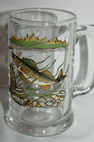 Vintage Schmidt Beer Glass Mug Wildlife Collector Series Walleye Lv Fish