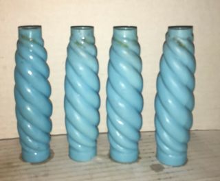 Antique Blue Milk Glass Set Of 4 Candle Insert Lamp Shade