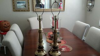 Vintage Stiffel Brass Lamps Pair Hollywood Regency Mcm