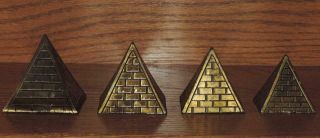 Vintage Egyptian Set Of 4 Nesting Brass Decorative Pyramids