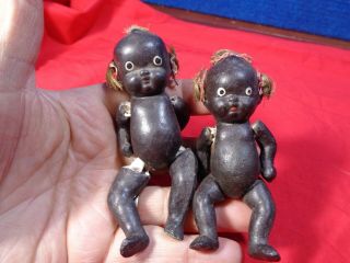 Vintage Black Americana Baby Doll Jointed Miniature Bisque Dolls