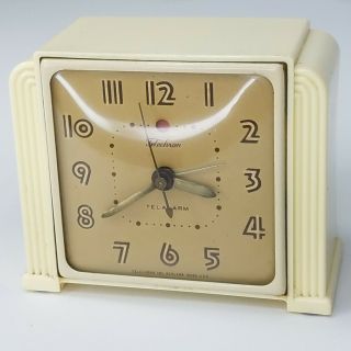 Vintage Telechron Model 7H91 Ivory Bakelite Alarm Clock Deco Telalarm 2