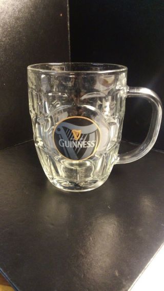 Heavy Guinness Thumbprint Dimpled Glass Mug Harp Logo Luminarc Stein Cup