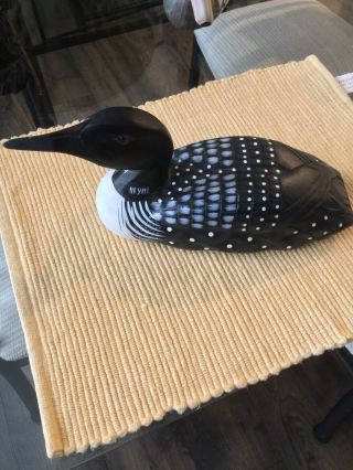 Vintage Hand Carved & Painted Wooden Loon Decoy