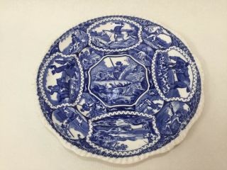 Vintage Copeland Late Spode Blue & White 13 Hunting Views Dinner Plate,  10 1/2 "