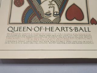 Vintage David Lance Goines 1977 Queen of Hearts Ball Poster 24 