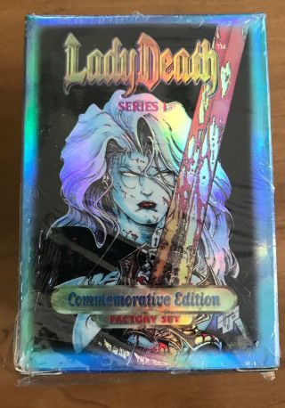 Lady Death Series 1 Commemorative Edition Factory Set.  100 Cards & 5 Chase Cards