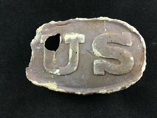 Us Infantry Buckle Relic - Dug Near Antietam.  Bullet Struck?